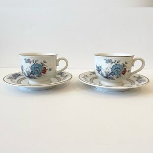 Vintage, Noritake Bleufleur Tea Cups & Saucers